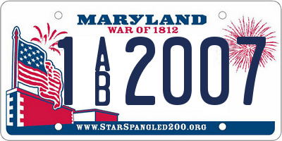 MD license plate 1AB2007