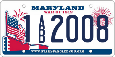 MD license plate 1AB2008