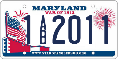 MD license plate 1AB2011