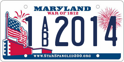 MD license plate 1AB2014