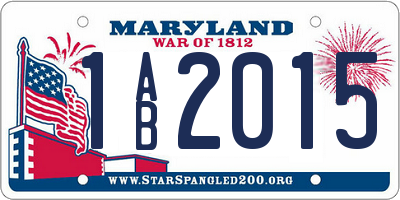 MD license plate 1AB2015