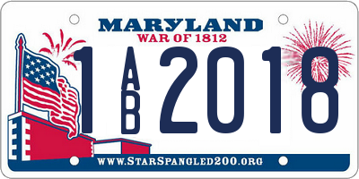 MD license plate 1AB2018