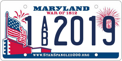 MD license plate 1AB2019
