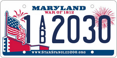 MD license plate 1AB2030