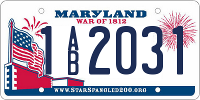 MD license plate 1AB2031