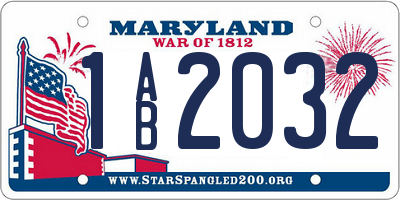 MD license plate 1AB2032