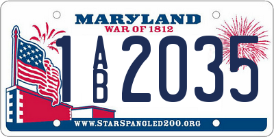 MD license plate 1AB2035