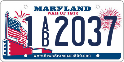 MD license plate 1AB2037