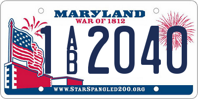 MD license plate 1AB2040
