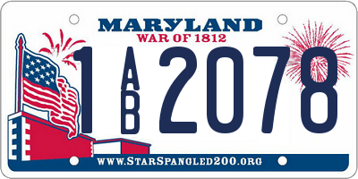 MD license plate 1AB2078