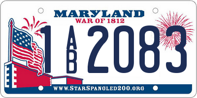 MD license plate 1AB2083