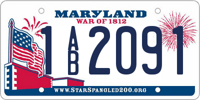 MD license plate 1AB2091