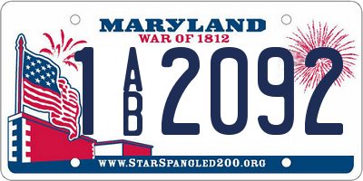 MD license plate 1AB2092