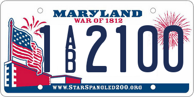 MD license plate 1AB2100