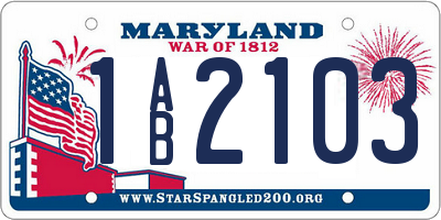 MD license plate 1AB2103