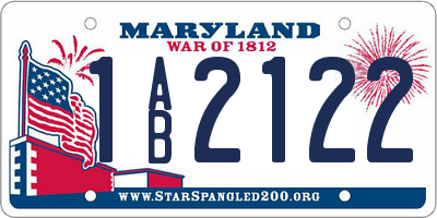 MD license plate 1AB2122