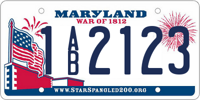 MD license plate 1AB2123