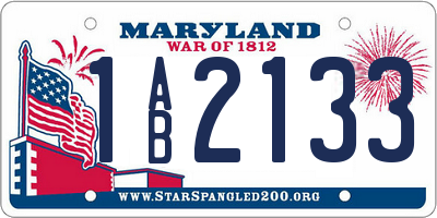 MD license plate 1AB2133