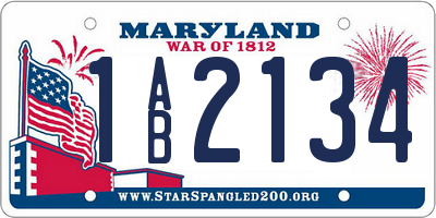 MD license plate 1AB2134