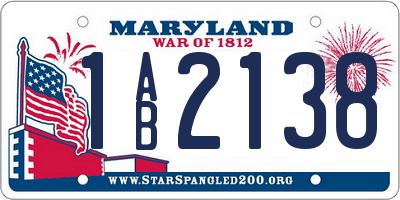 MD license plate 1AB2138