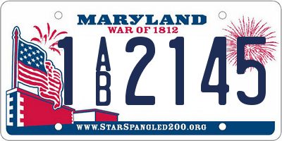 MD license plate 1AB2145