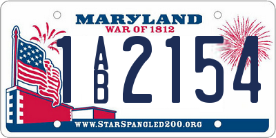 MD license plate 1AB2154