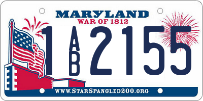 MD license plate 1AB2155