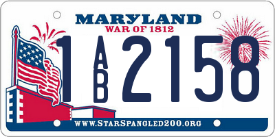 MD license plate 1AB2158
