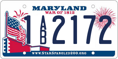 MD license plate 1AB2172