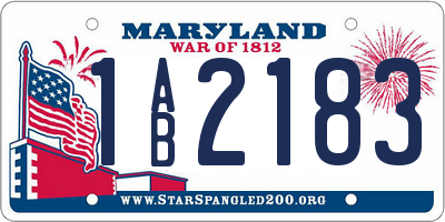 MD license plate 1AB2183