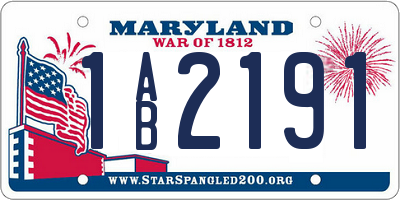 MD license plate 1AB2191