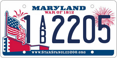 MD license plate 1AB2205