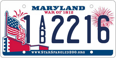MD license plate 1AB2216