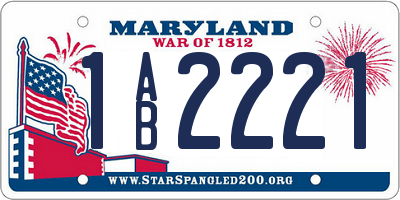 MD license plate 1AB2221
