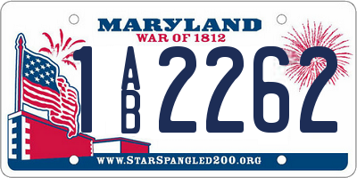MD license plate 1AB2262