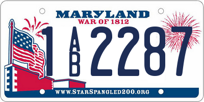 MD license plate 1AB2287