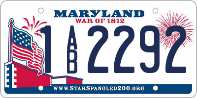 MD license plate 1AB2292