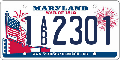 MD license plate 1AB2301