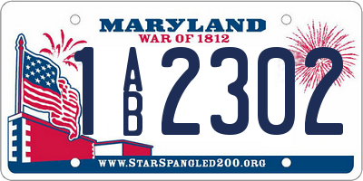MD license plate 1AB2302