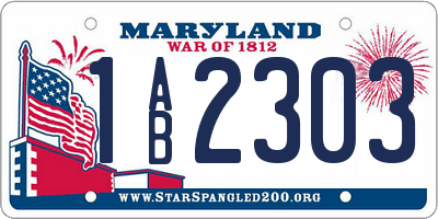MD license plate 1AB2303