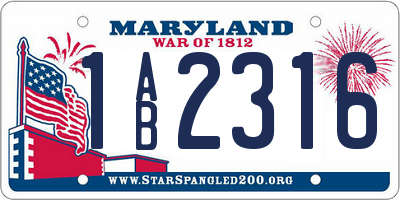 MD license plate 1AB2316