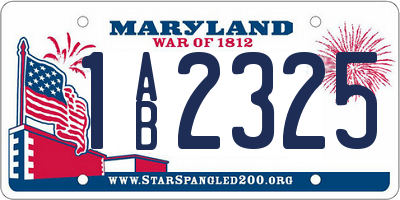 MD license plate 1AB2325