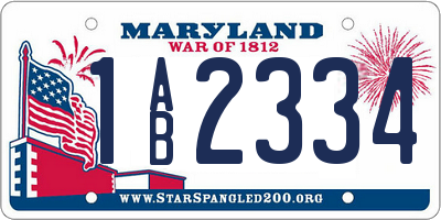 MD license plate 1AB2334