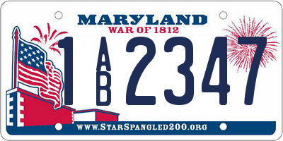 MD license plate 1AB2347