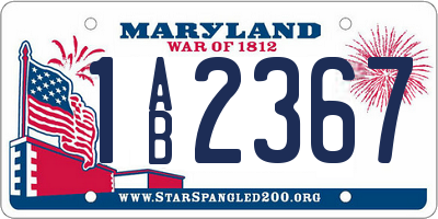 MD license plate 1AB2367