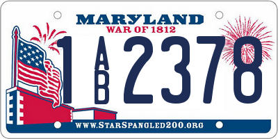 MD license plate 1AB2378