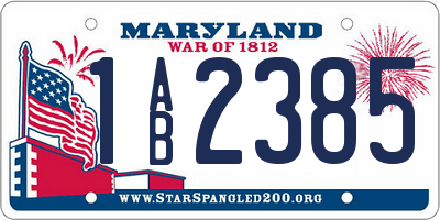 MD license plate 1AB2385
