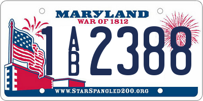 MD license plate 1AB2388