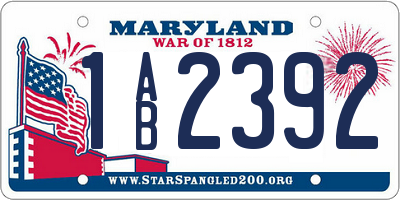 MD license plate 1AB2392