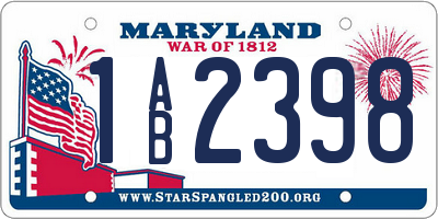 MD license plate 1AB2398